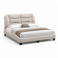 Letto matrimoniale imbottito beige in poliestere con testiera 160 x 200 cm