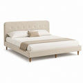 Letto matrimoniale con testiera imbottita beige in poliestere rettangolare 160 x 200 cm