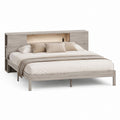 Letto matrimoniale con testiera a mensola grigio rovere in pannelli di particelle melaminici 160 x 200 cm