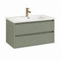 Mobile bagno sospeso con lavabo bianco 80 x 46 x 55 cm verde salvia in MDF con 2 cassetti