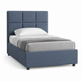 Letto singolo imbottito blu in poliestere rettangolare 90 x 200 cm