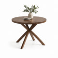 Tavolo da pranzo rotondo marrone in legno massello di noce Ø120 x 75 cm