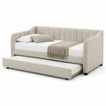 Letto singolo estraibile beige in poliestere 90 x 200 cm con secondo letto 90 x 190 cm