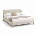 Letto matrimoniale imbottito beige in poliestere con testiera arrotondata 174 x 215 x 105 cm