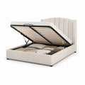 Letto matrimoniale contenitore beige in poliestere rettangolare 160 x 200 cm