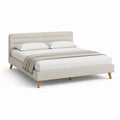 Letto matrimoniale imbottito beige in poliestere rettangolare 160 x 200 cm